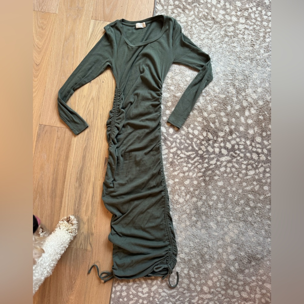 Green midi with scrunch detailing